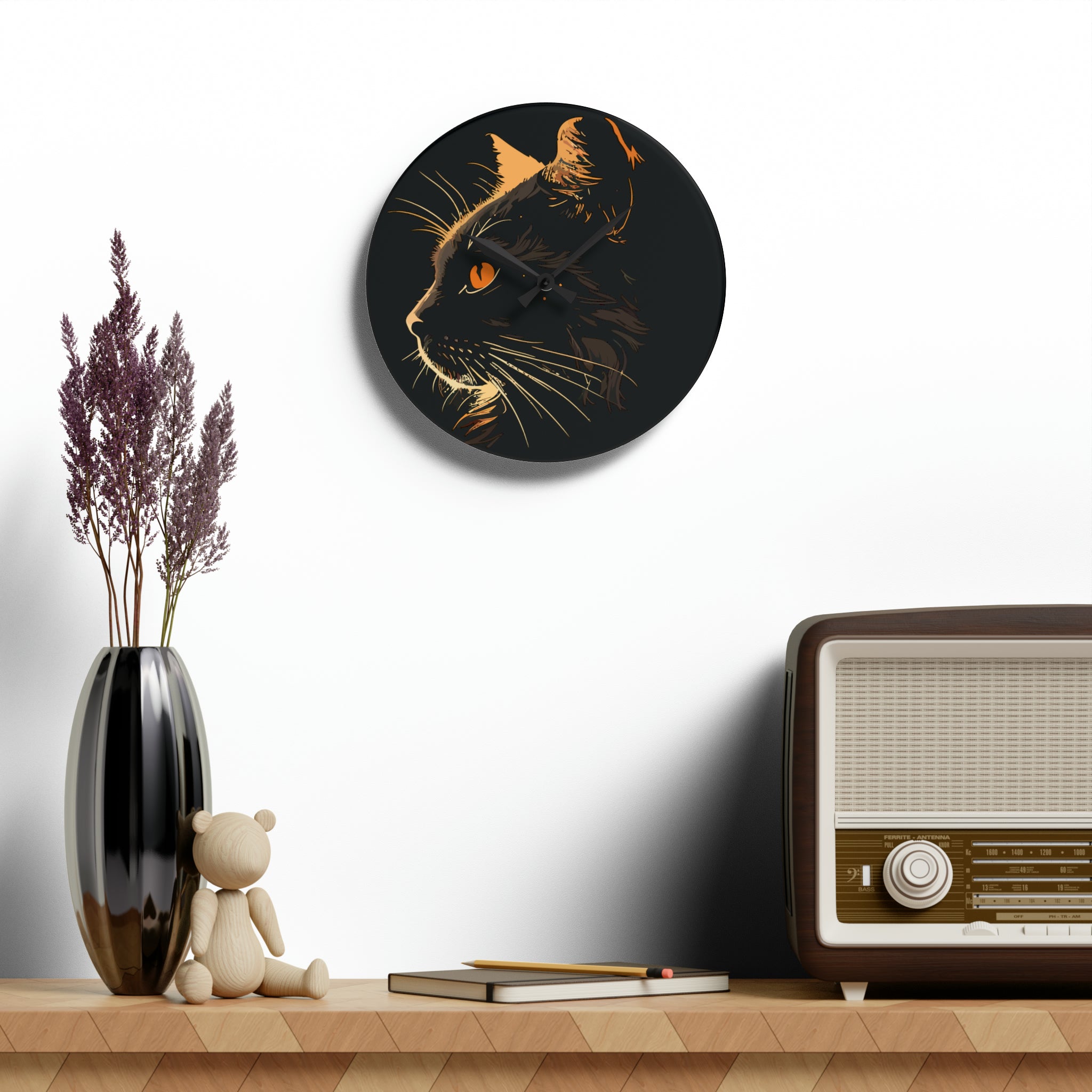 BLACK CAT Acrylic Wall Clock