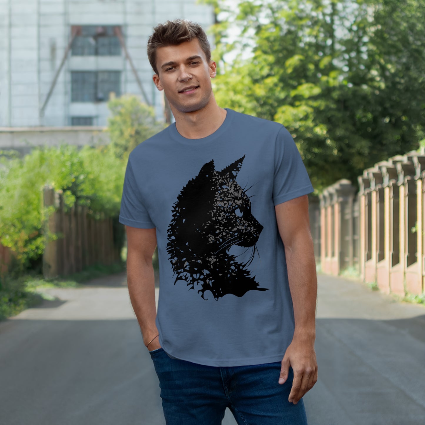 cat black Single Jersey T-shirt