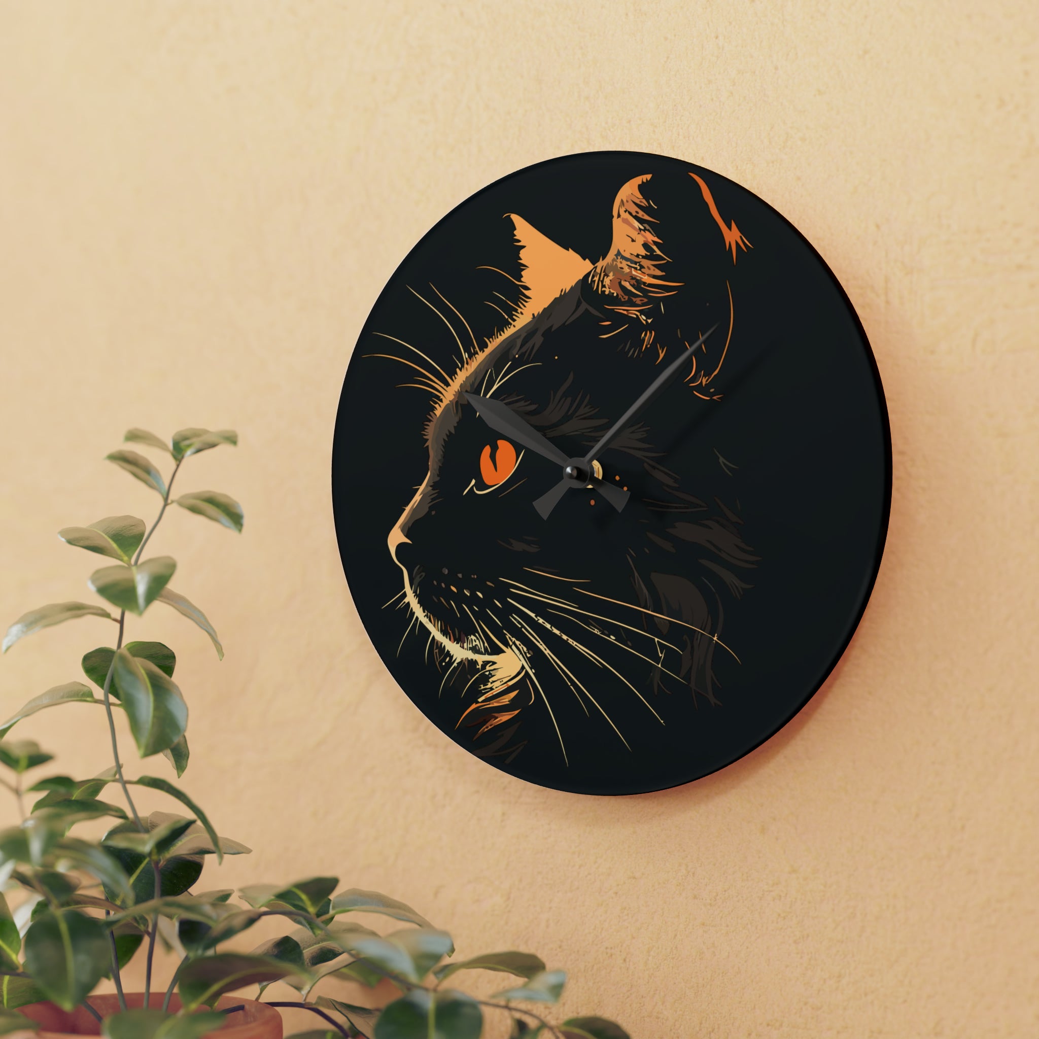 BLACK CAT Acrylic Wall Clock