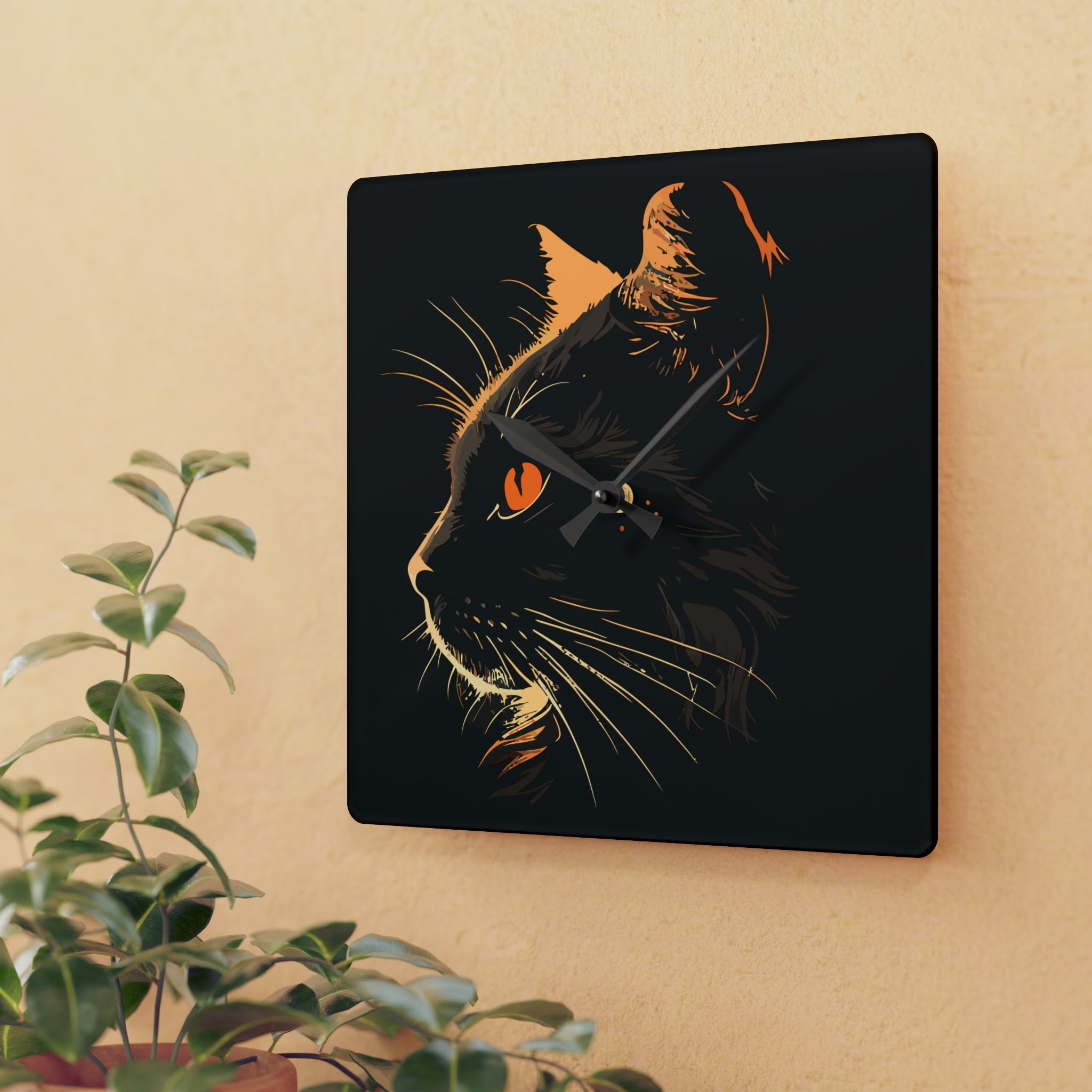 BLACK CAT Acrylic Wall Clock