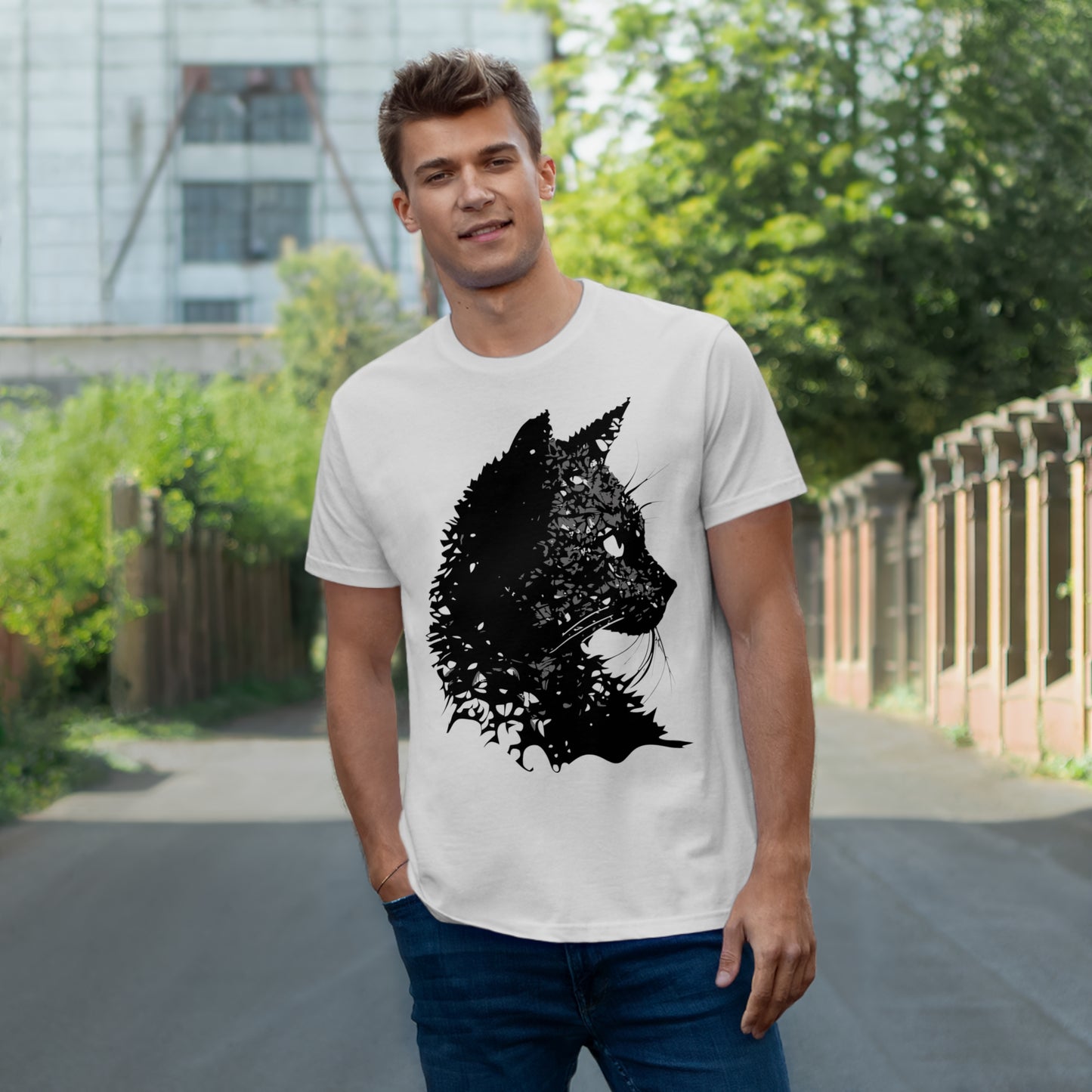 cat black Single Jersey T-shirt