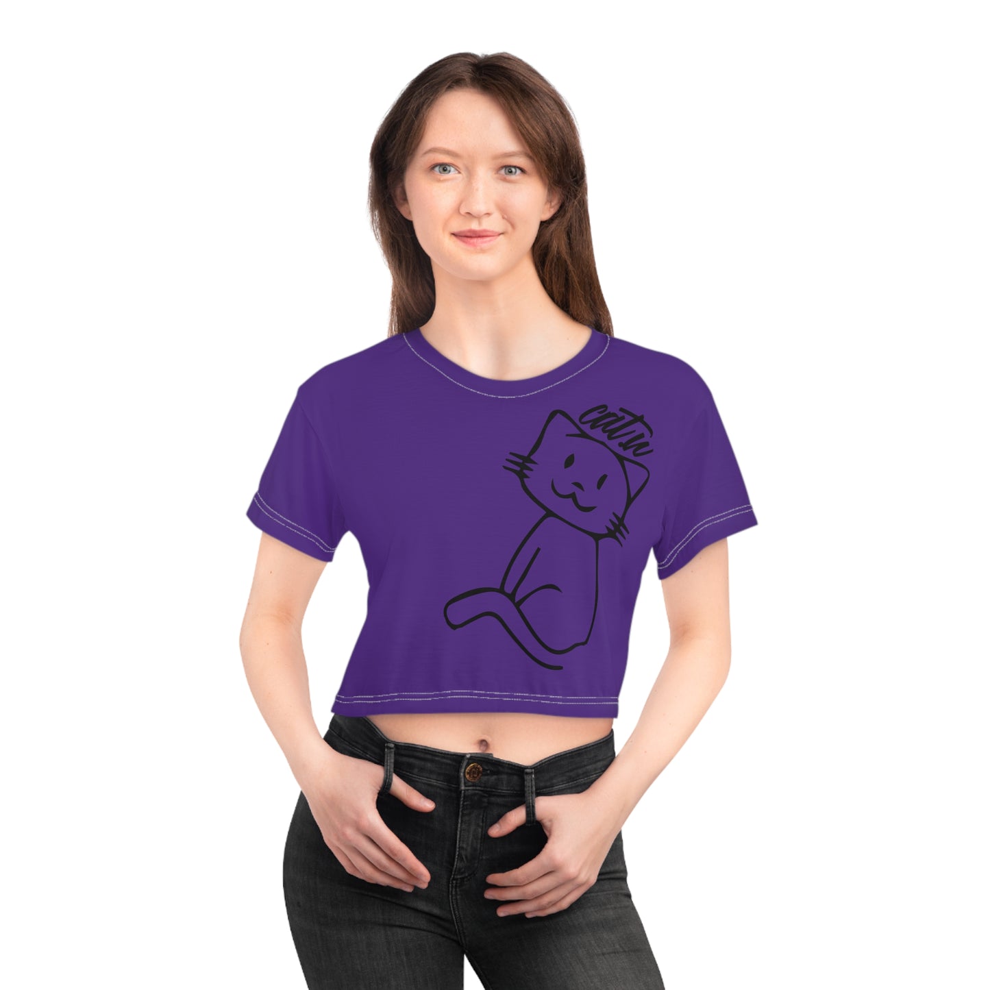 cat seating Crop Tee