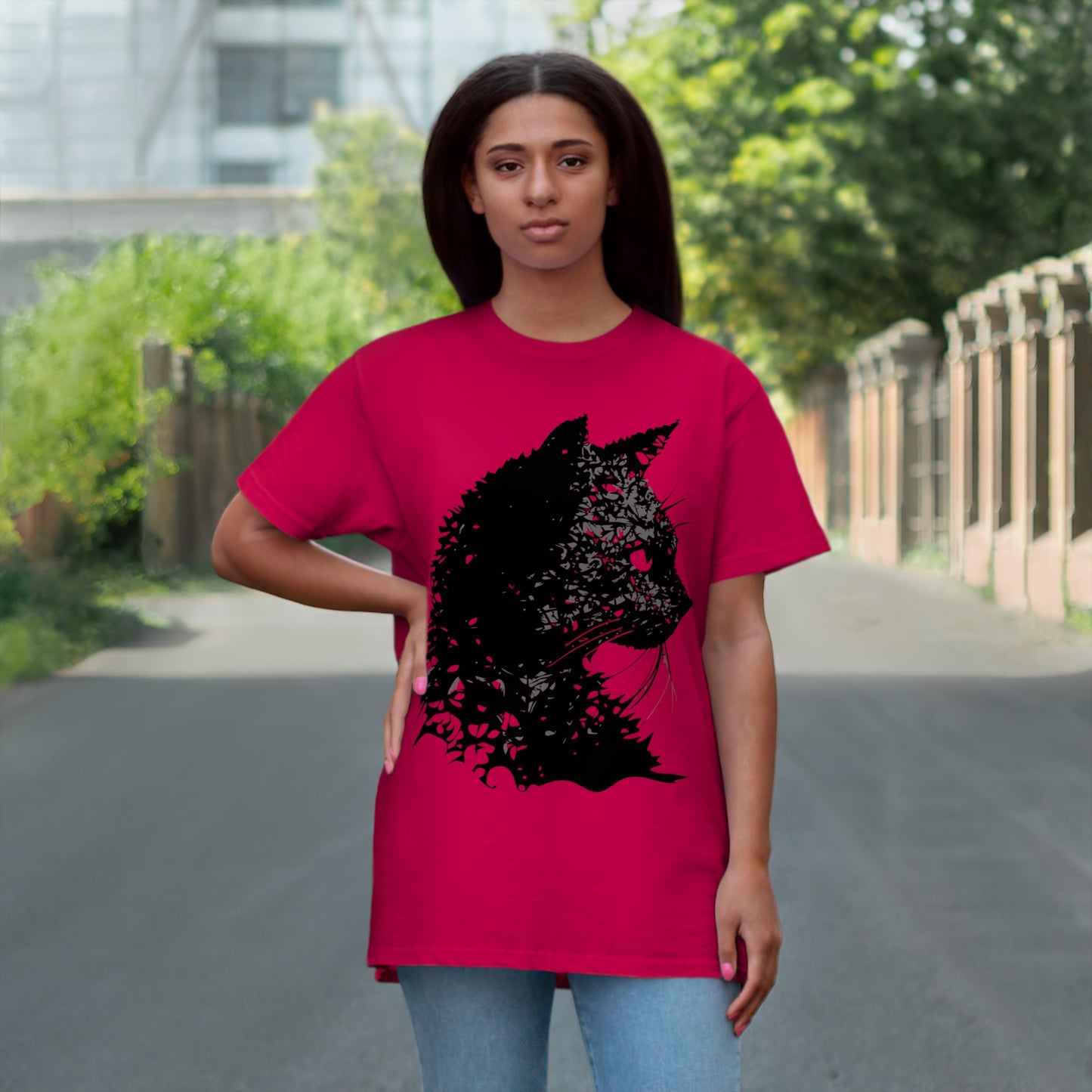 cat black Single Jersey T-shirt