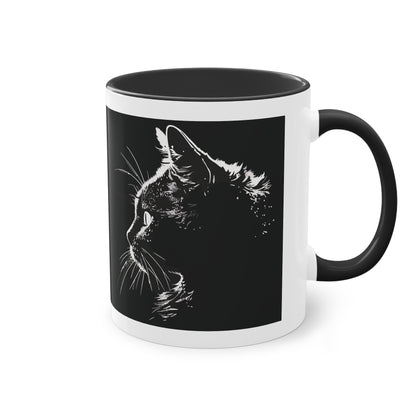 cat face Two-Tone Coffee Mug, 11oz