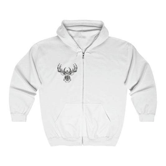 Deer Head unisex  Full Zip Hooded Sweatshirt