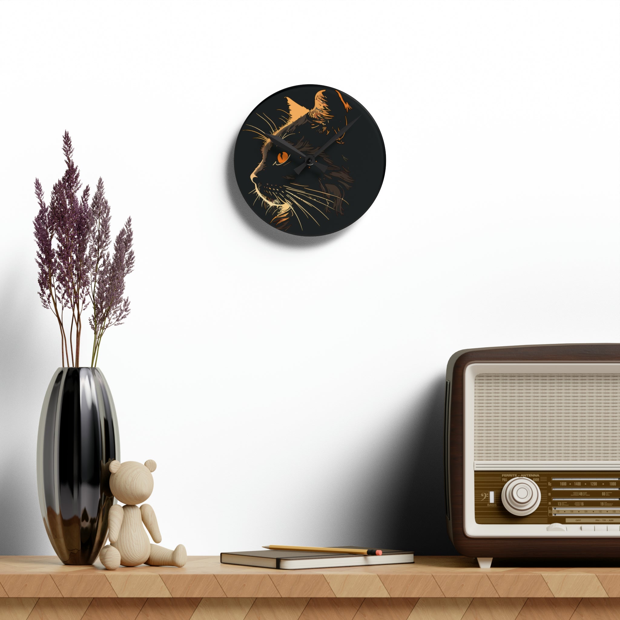 BLACK CAT Acrylic Wall Clock