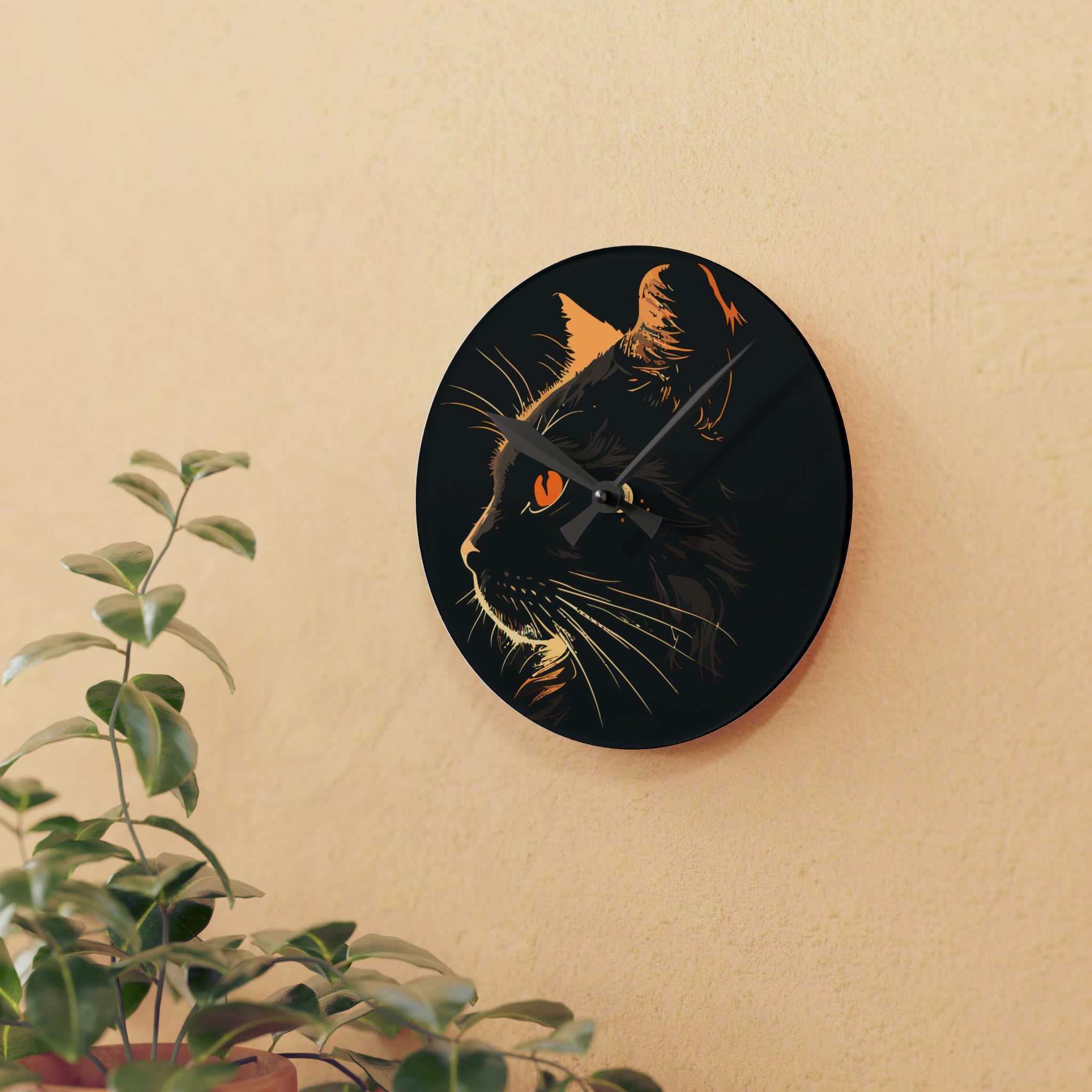 BLACK CAT Acrylic Wall Clock