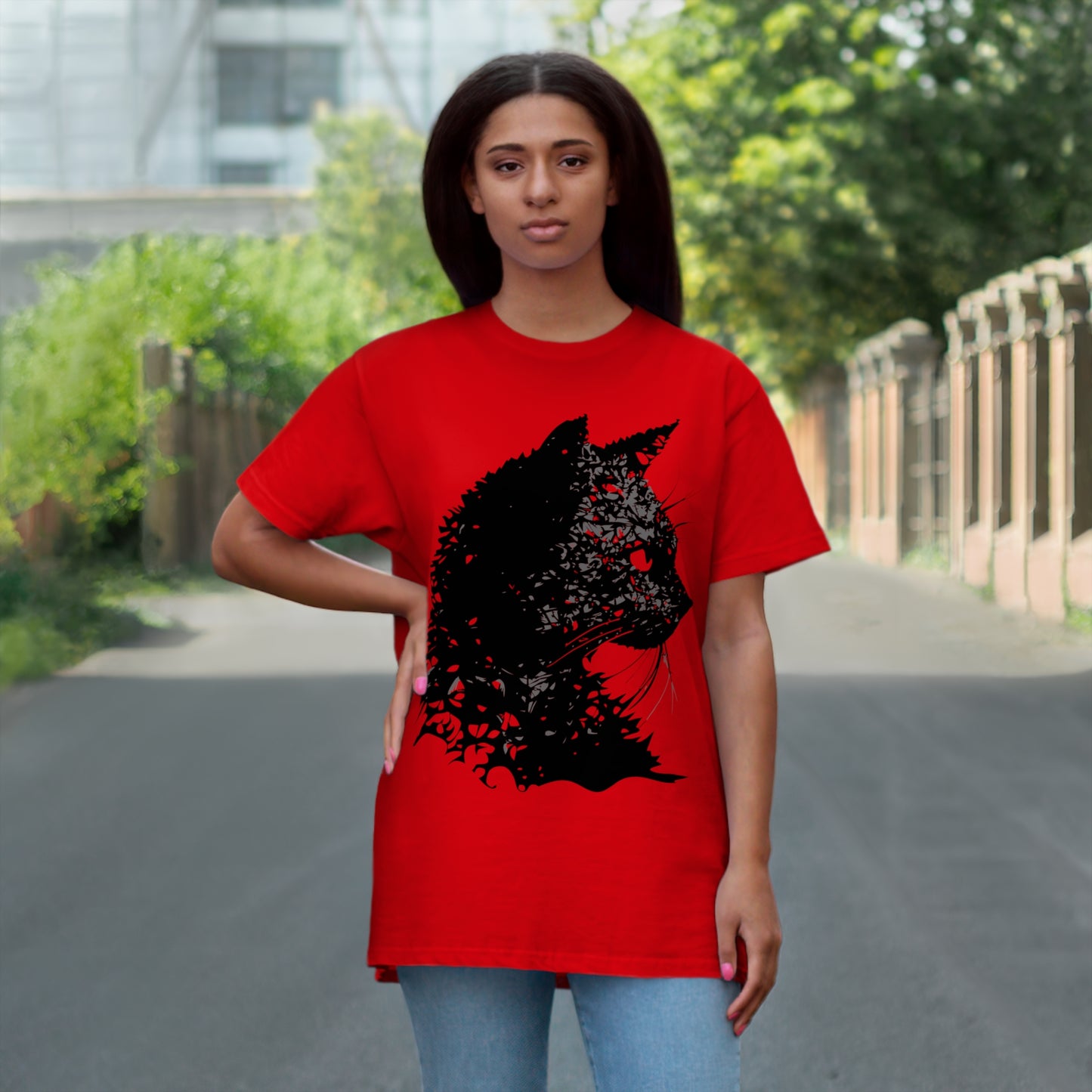 cat black Single Jersey T-shirt