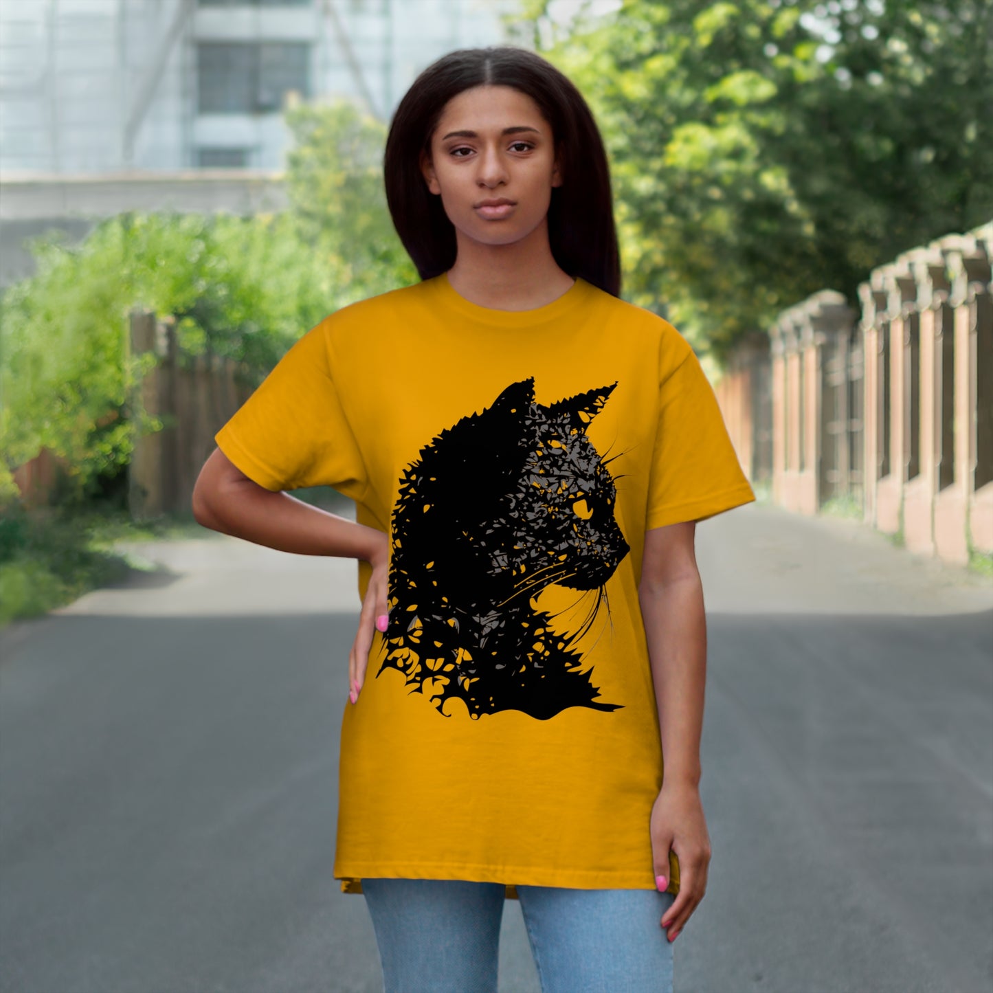 cat black Single Jersey T-shirt