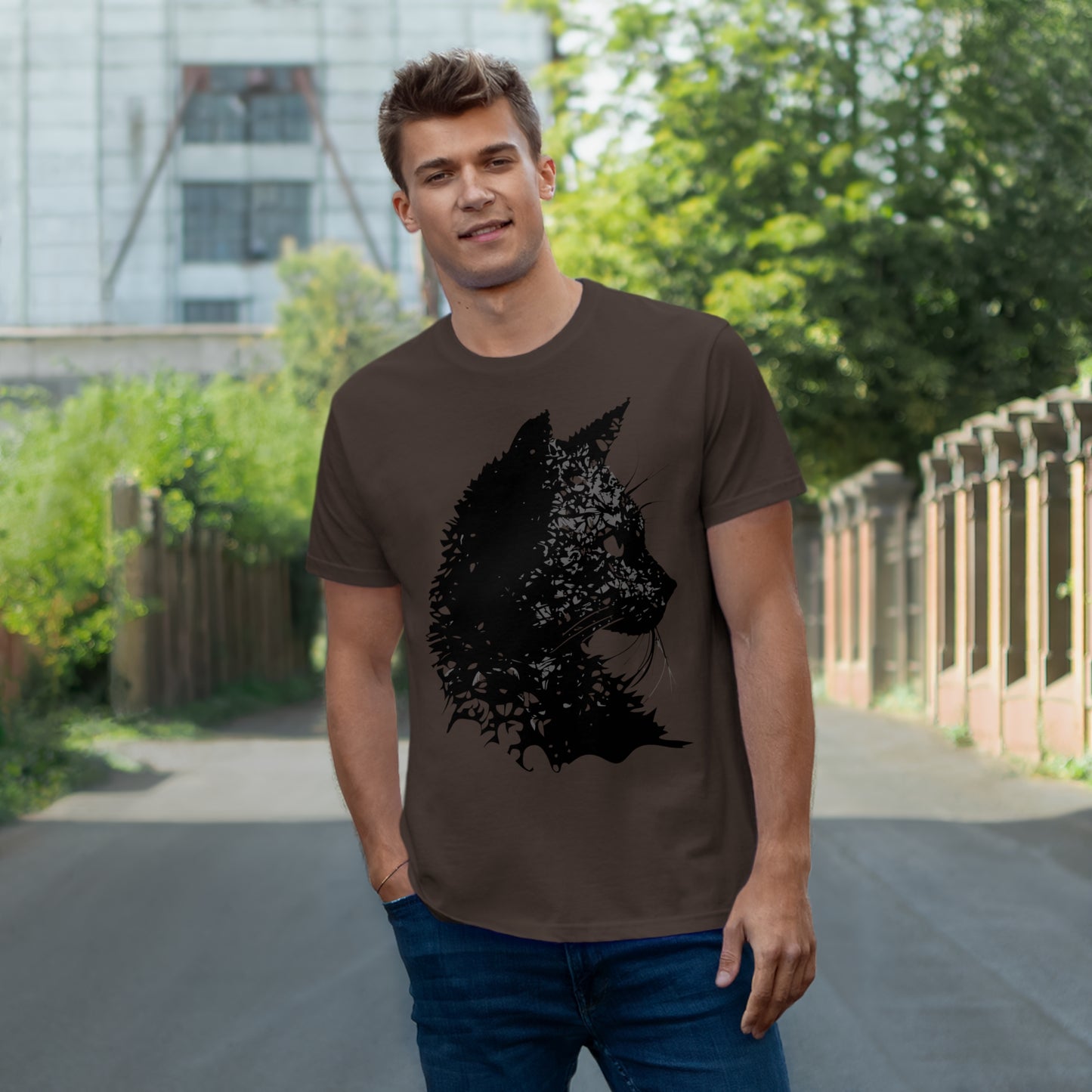 cat black Single Jersey T-shirt