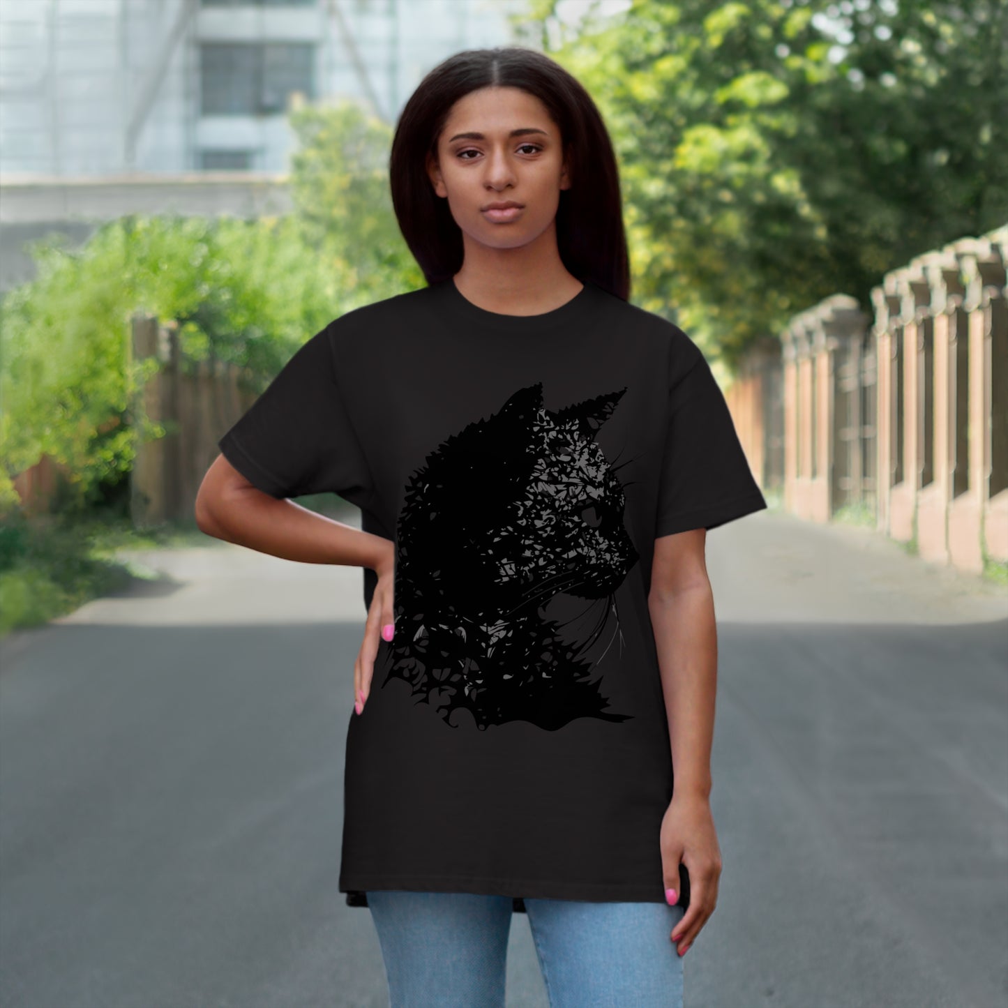 cat black Single Jersey T-shirt