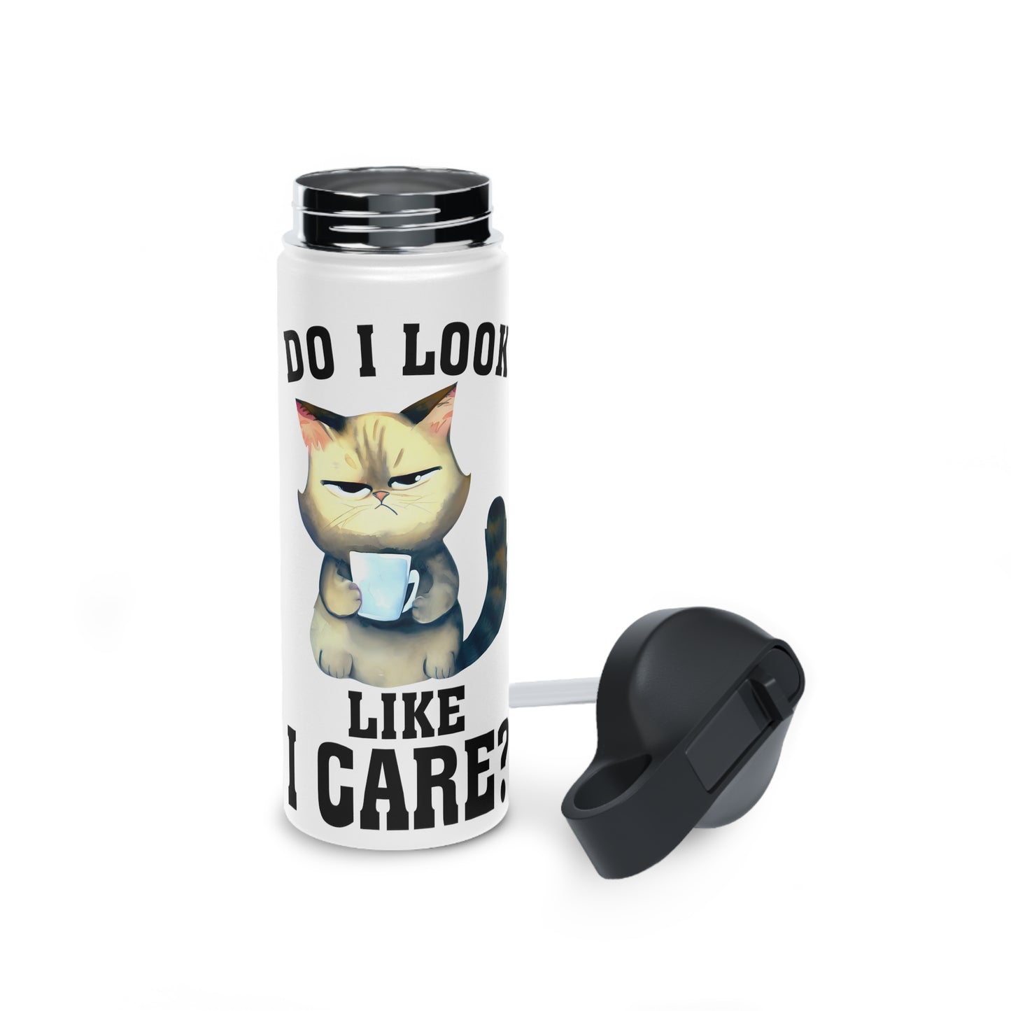 CAT COFFEE Stainless Steel Water Bottle, Standard Lid