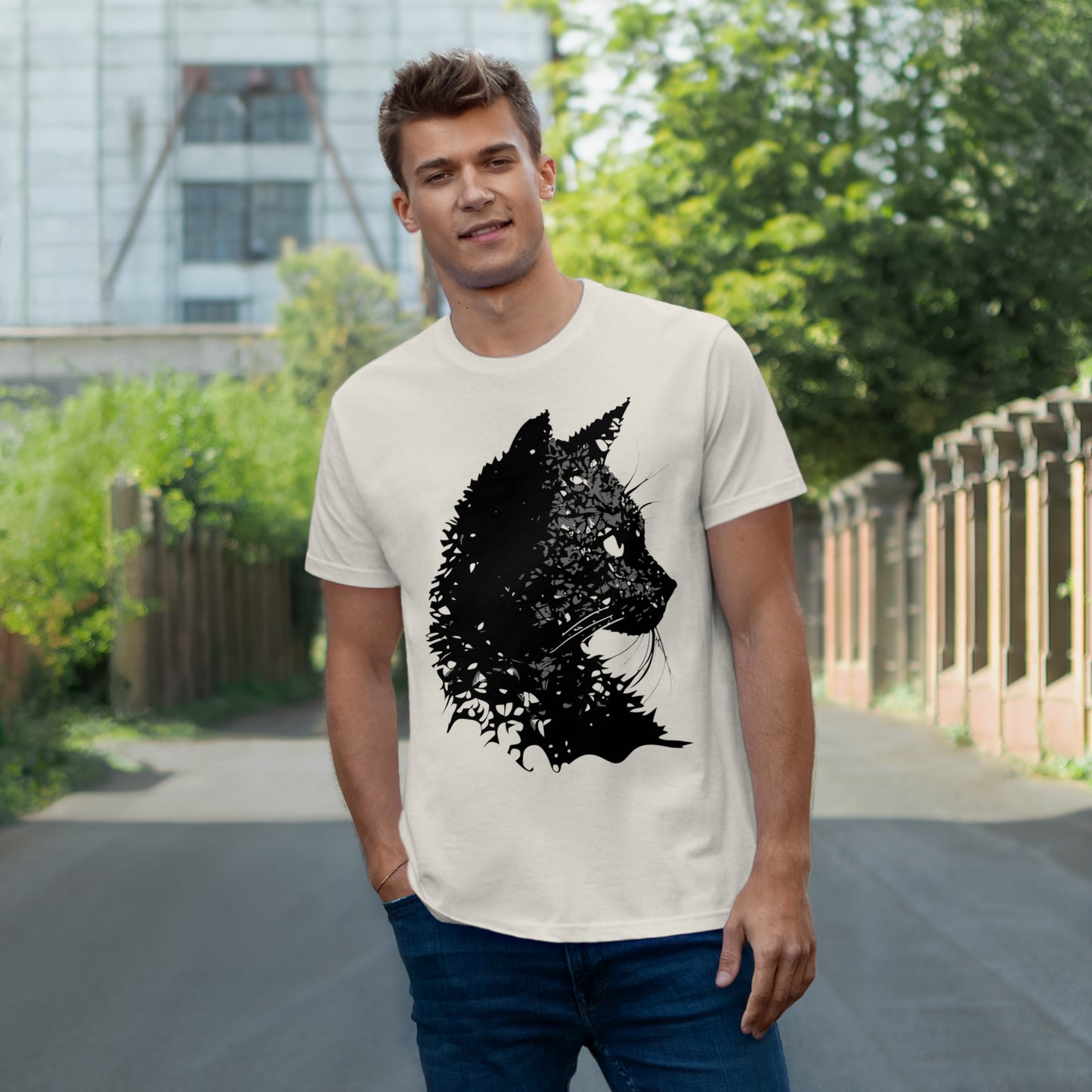 cat black Single Jersey T-shirt