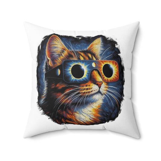 cat glasses Spun Polyester Square Pillow
