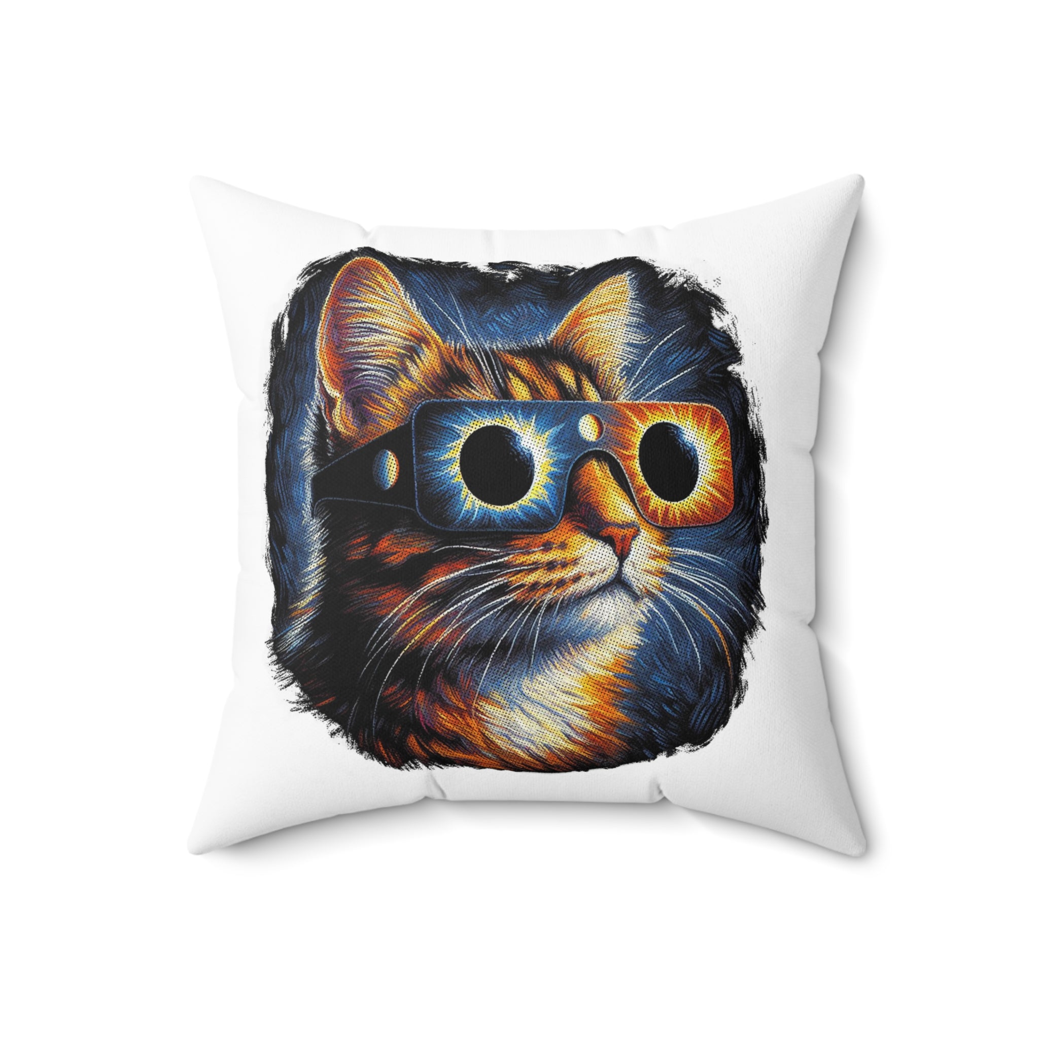 cat glasses Spun Polyester Square Pillow