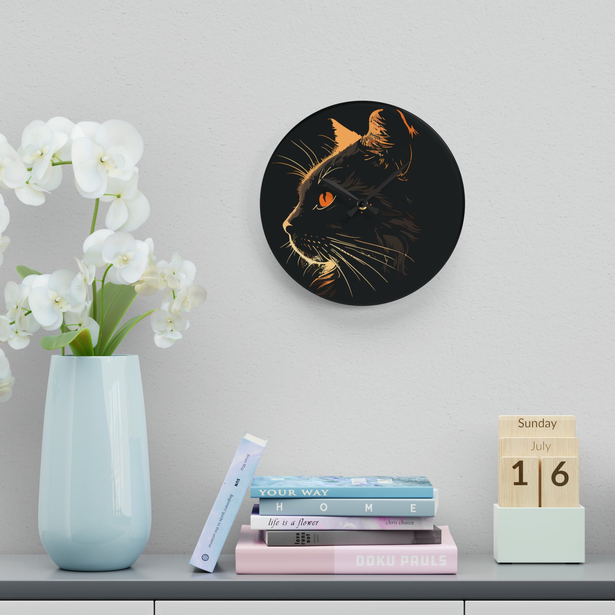 BLACK CAT Acrylic Wall Clock