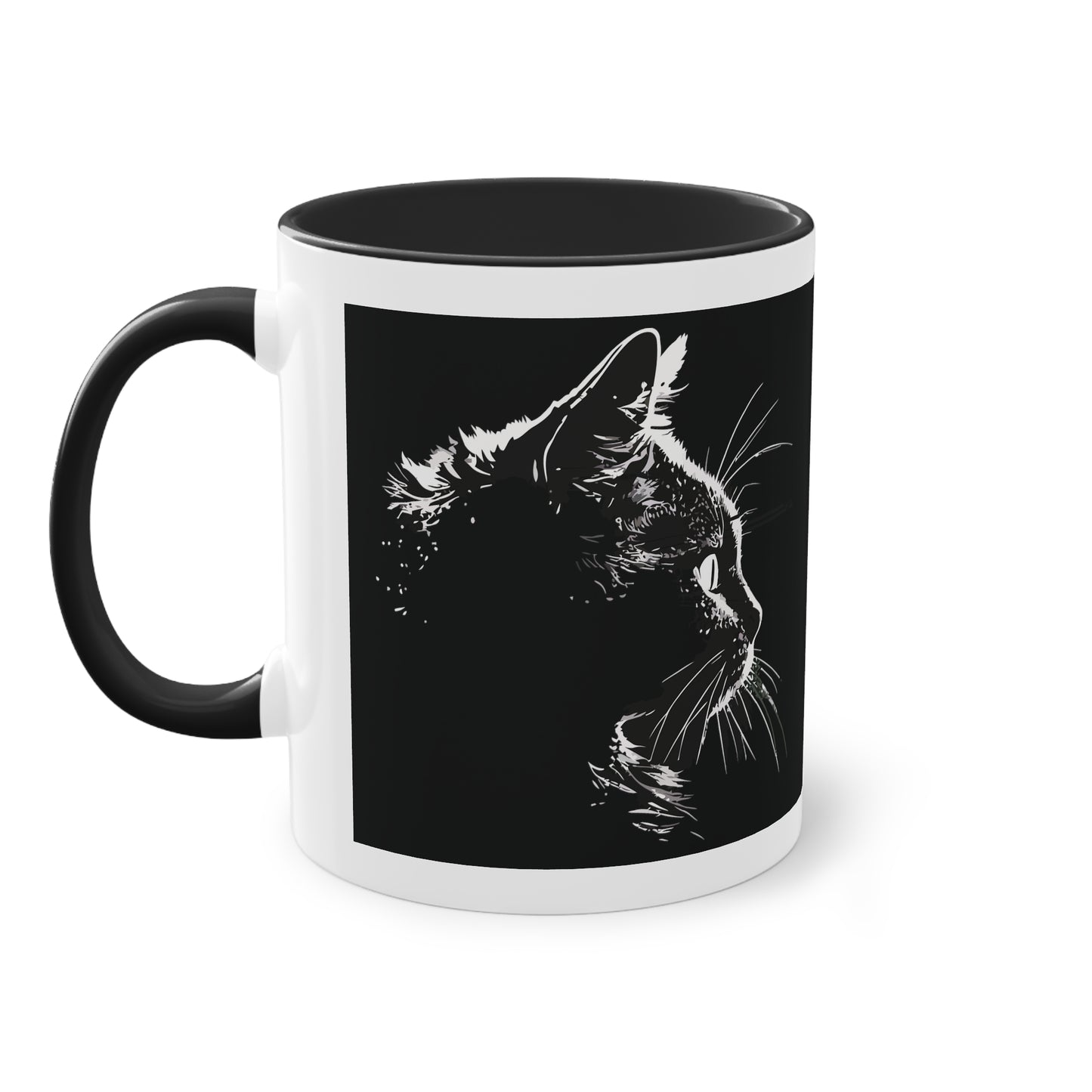 cat face Two-Tone Coffee Mug, 11oz