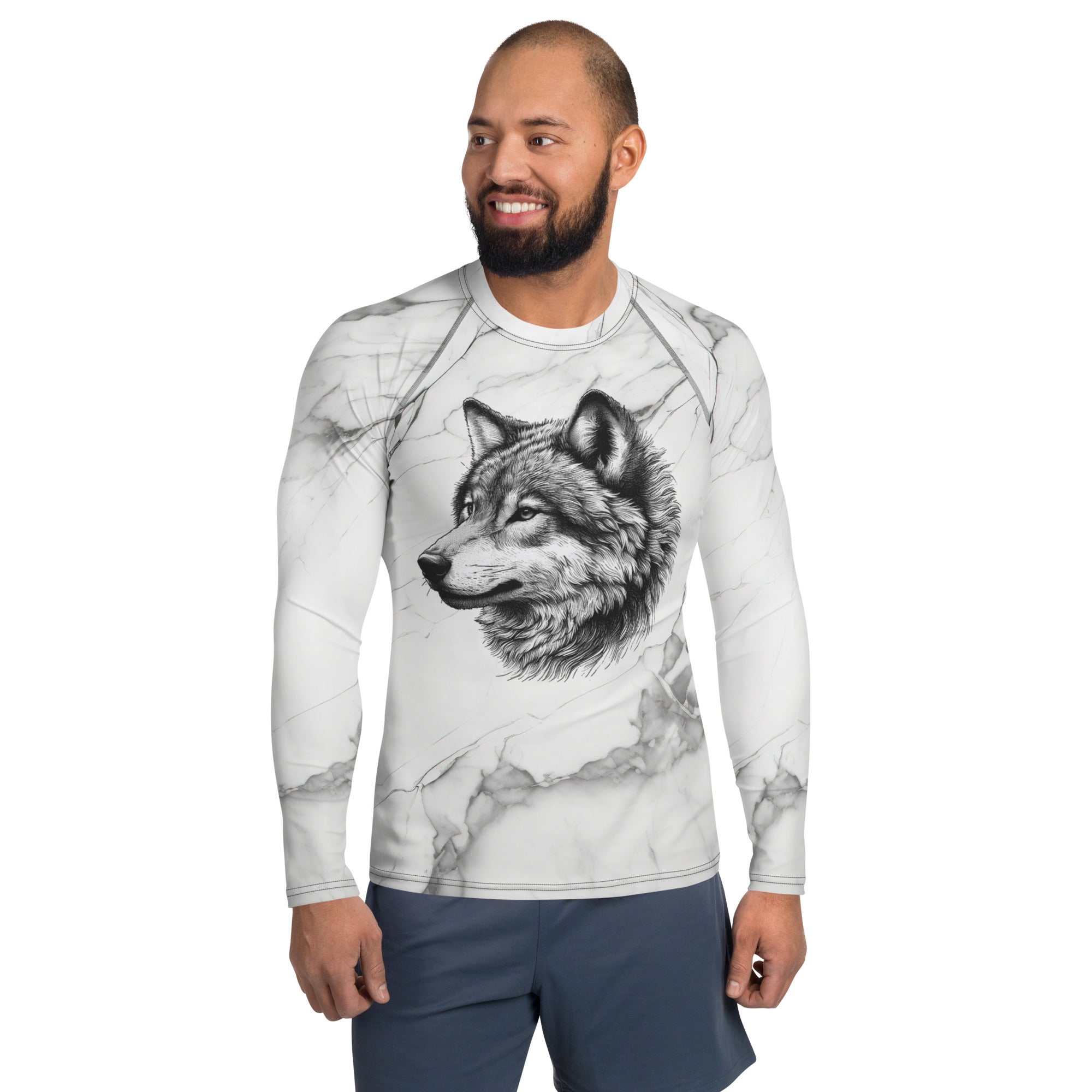 wolf marble Men's Rash Guard