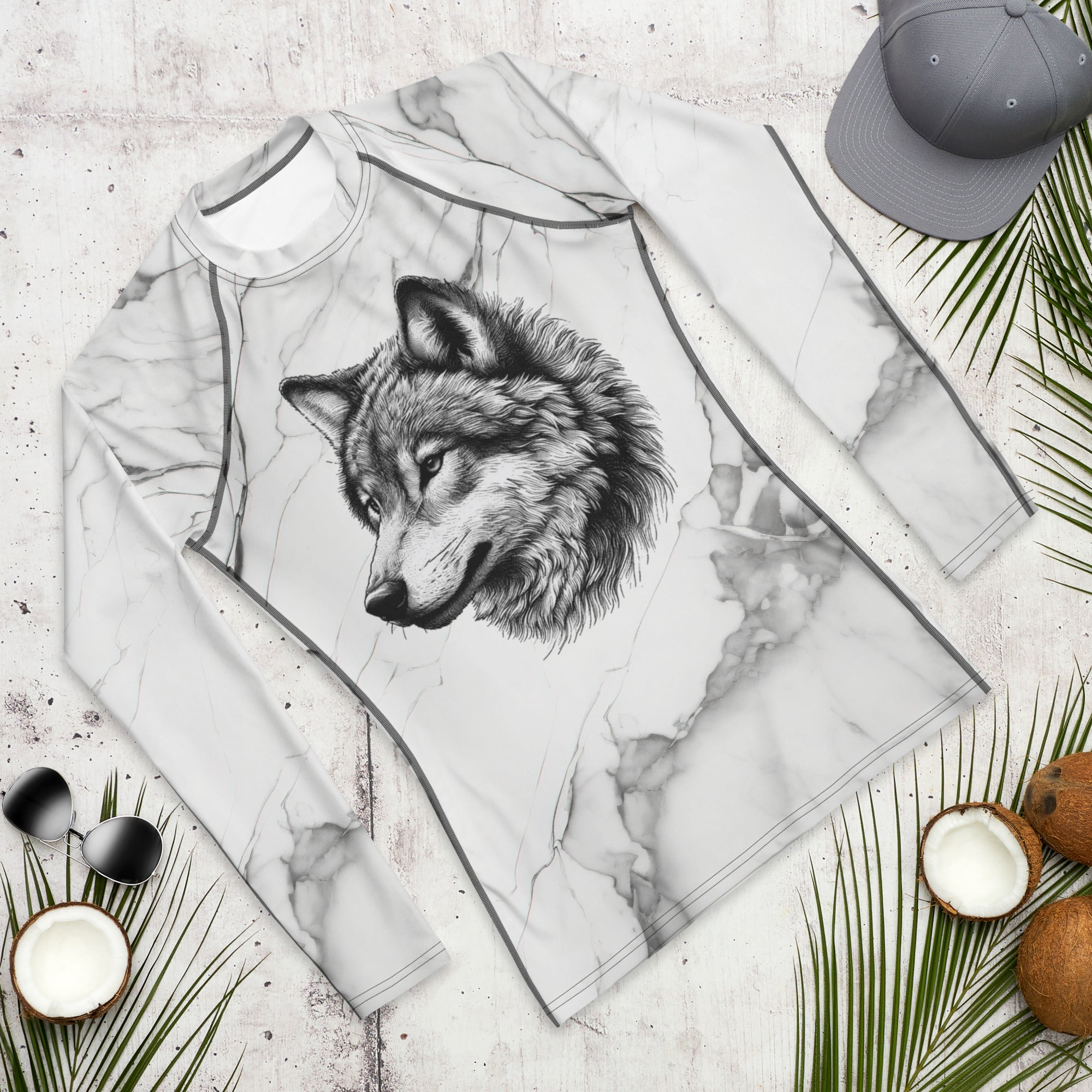 wolf marble Men's Rash Guard