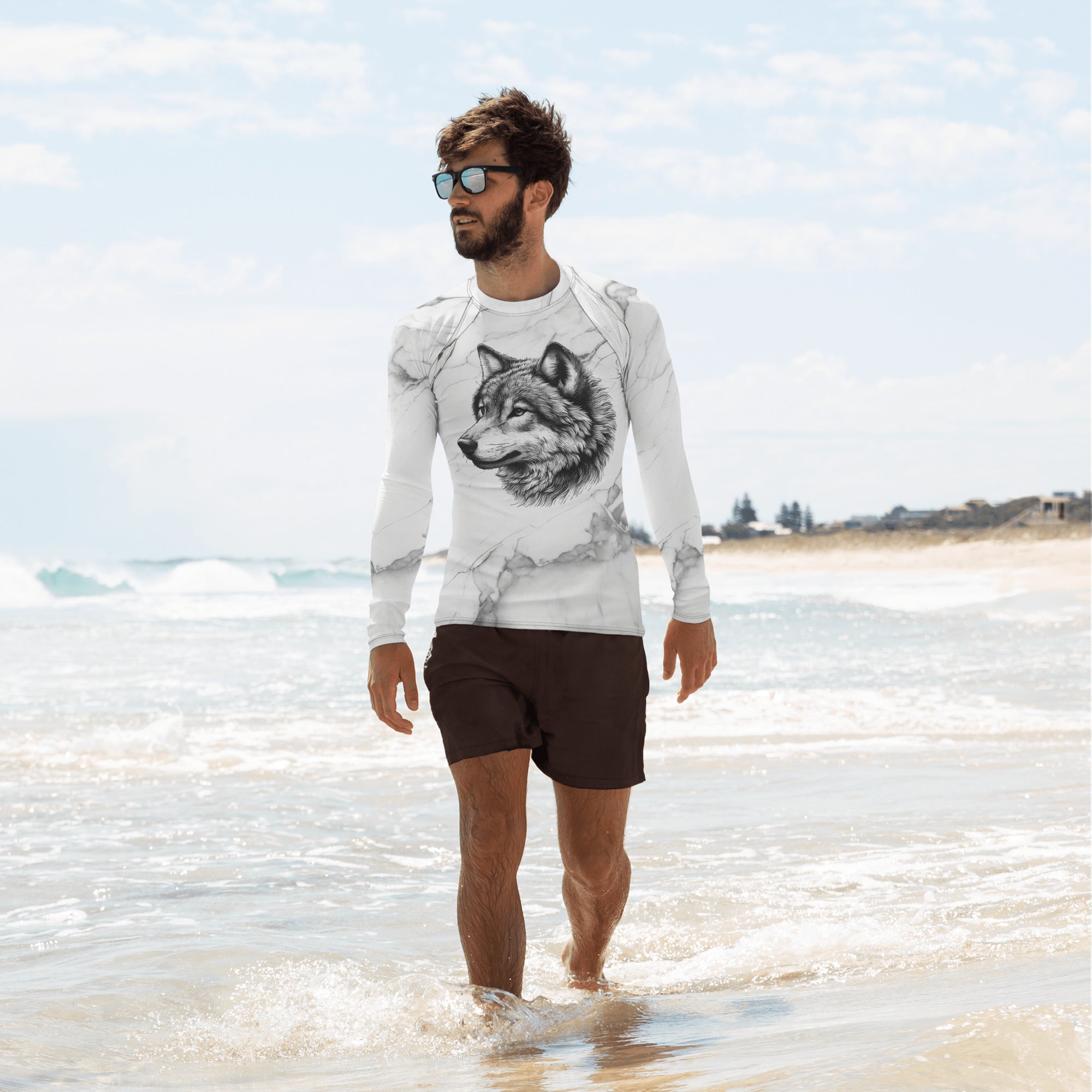 wolf marble Men's Rash Guard