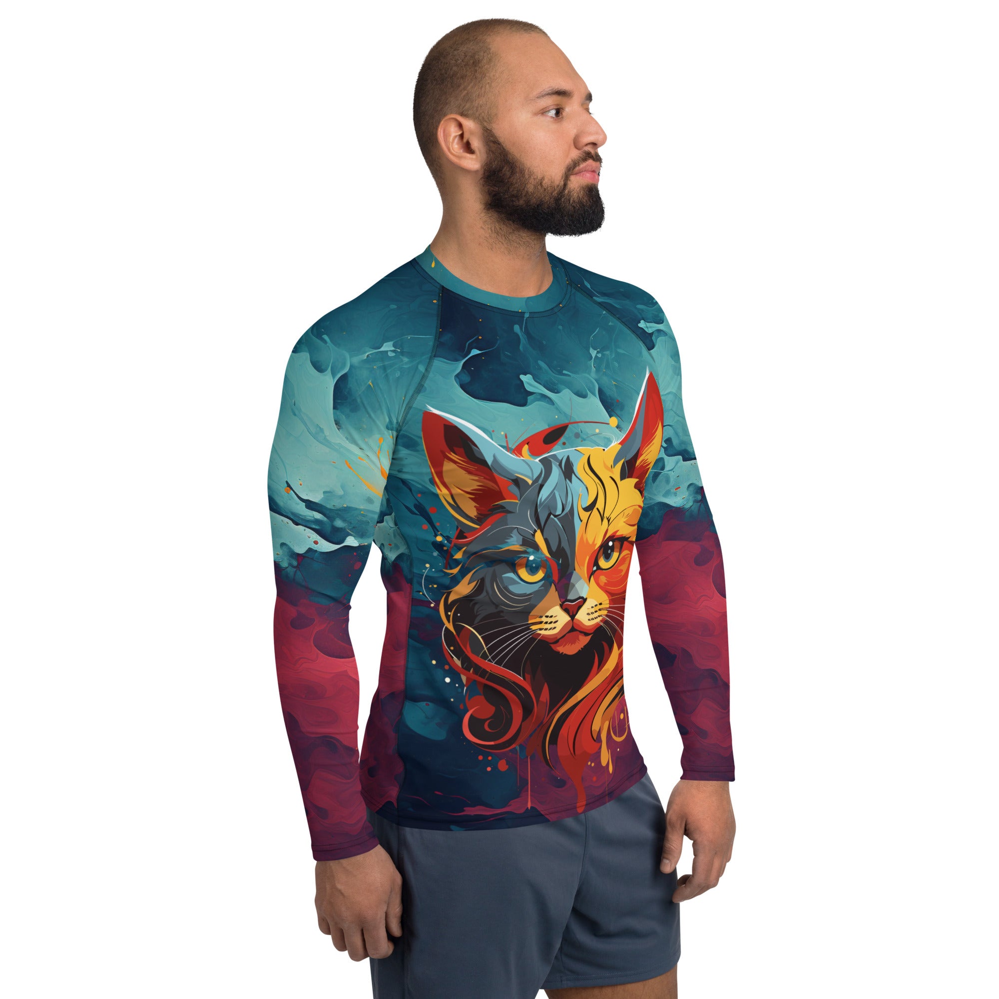 cat fire Men's Rash Guard