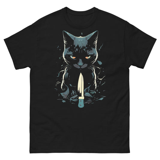 cat with knife T shirt