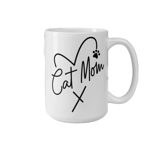 Cat Mom White glossy mug